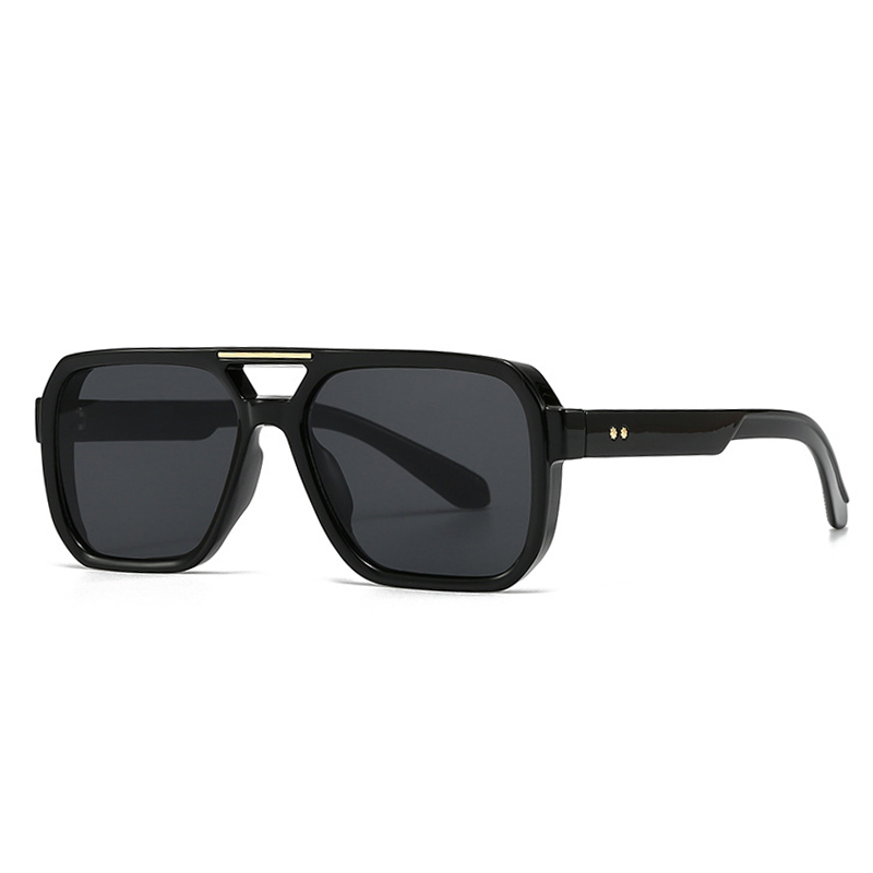 SO & EI, gafas de sol cuadradas de doble puente a la para mujer, remaches Retro, tonos de té azul UV400, gafas de sol con gradiente para exteriores para hombre: Blanco