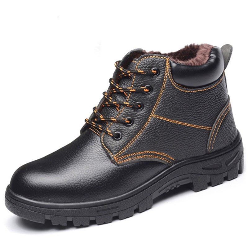 men&#39;s winter plus velvet warm labor insurance shoes steel toe caps anti-puncture safety shoes work boots men training shoes: 45