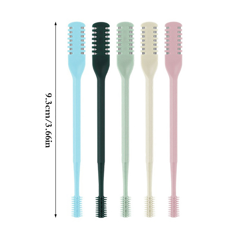 1Pcs Nose Hair Cleaner Double Head Removal Trimer Brush Stainless Steel Nose Hair Trimming Scissors