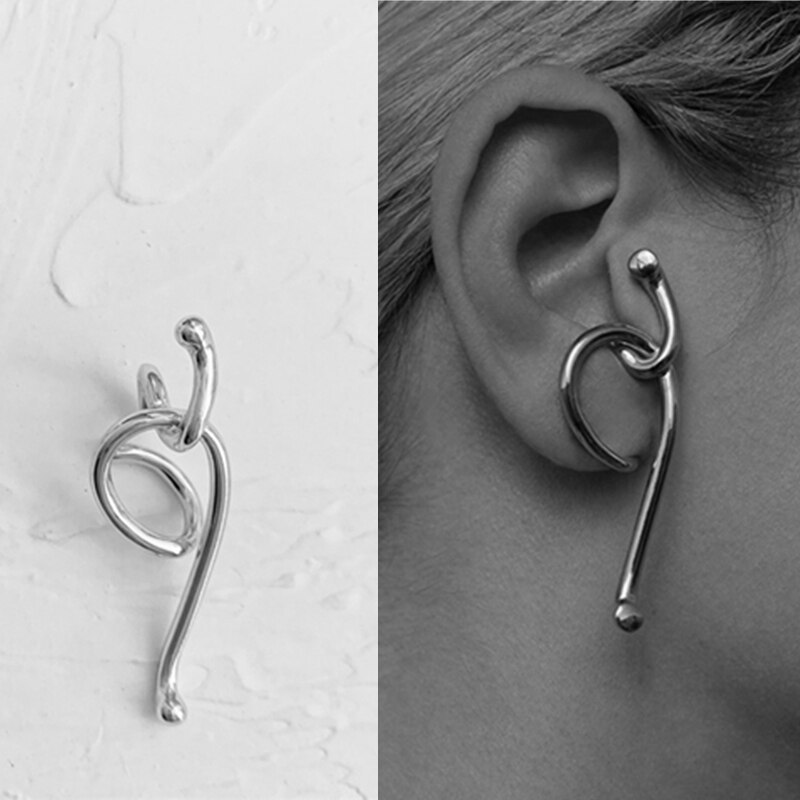 HUANZHI2020 Gold Metal Oor Manchet Oorbellen Zonder Piercing Geometrische Kraakbeen Oorbellen Voor Vrouwen Meisje Sieraden: 12 sliver