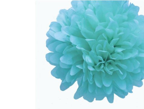 Papel pompom flor videira ornamento 25 cm-azul