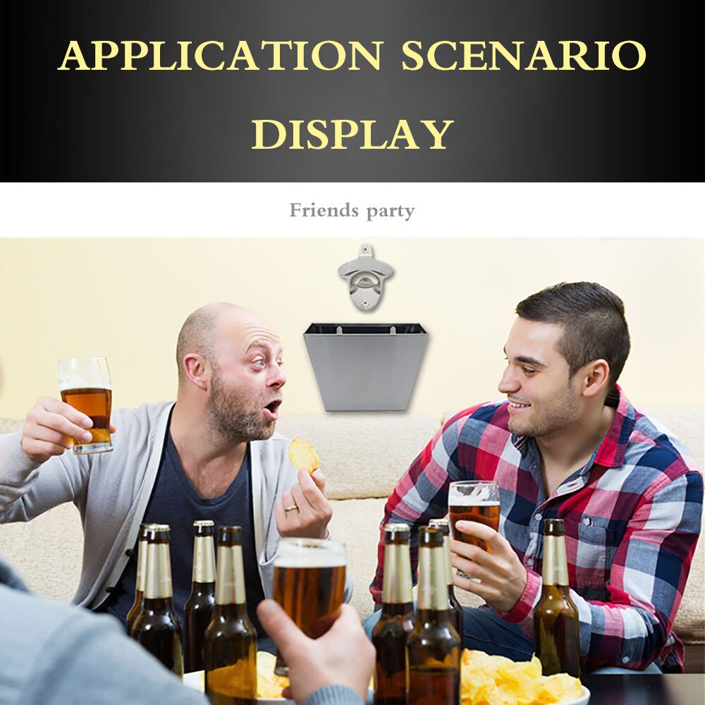 Bottle Cap Storage Box And Bottle Opener Cap Catcher Stainless Steel Durable Wall Mounted Bottle Cap Box With Bottle Opener