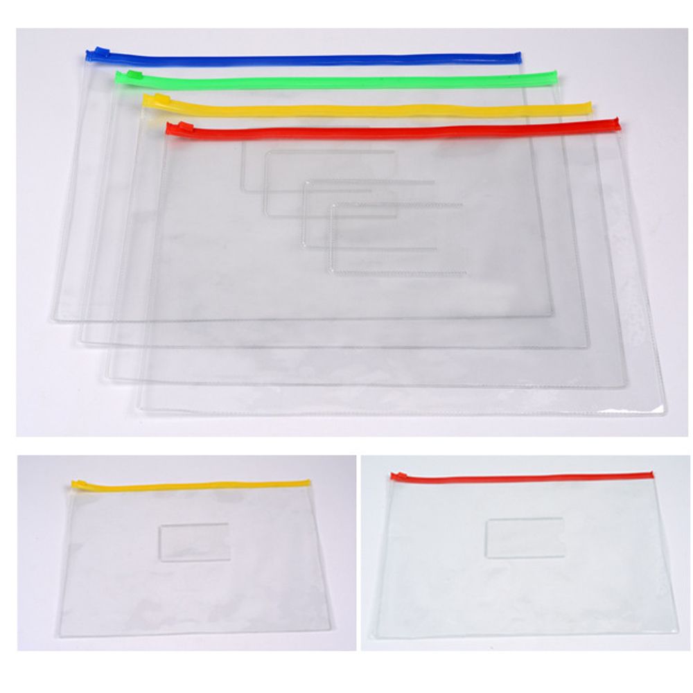 1 ud. Bolsa de PVC transparente impermeable con cremallera Documento de la carpeta de archivos bolsa de archivo papelería bolsa tienda escuela Oficina suministros