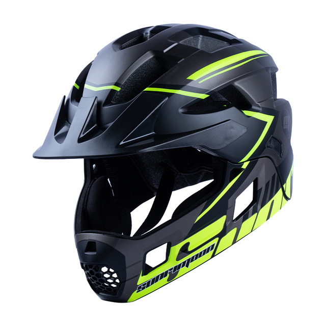 Sunrimoon Full Face bicycle Helmet Kids Detachable Helmet Cycling Outdoor Sports Safety Helmet for Children Skateboarding Roller: Black green