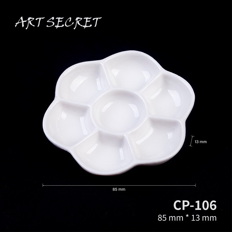 Mini Round Paint Palette Tray Ceramics for Acrylic Oil Watercolor Gouache Craft DIY Art Painting Easy to Wash White Palette