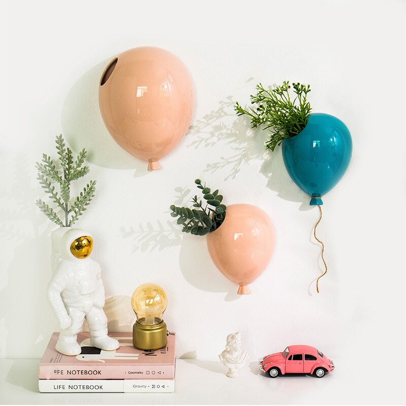 Keramische ballon wandhanger vaas taart ijssalon wandvaas kinderkamer wanddecoratie hanger