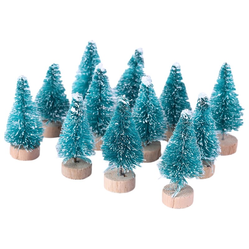 12pcs Mini Xmas Tree DIY Christmas Hanging Year Sisal Silk Glitter Tree For Home Table Xmas Ornaments Festival Atmosphe: G1