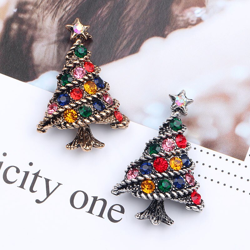 Kristall Weihnachten Baum Brosche Stifte Hochzeit Kragen Clip Schal Schnalle Zubehör Schmuck Broschen Beste Für Frauen