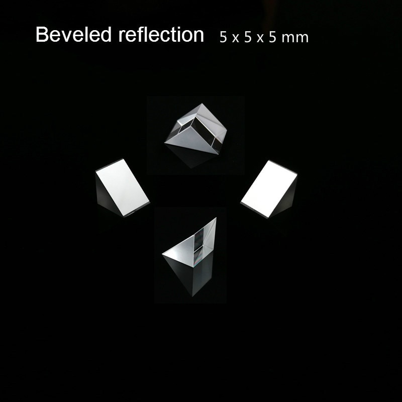 Optical Glass Triangular Prism Lsosceles K9 Tri Prism With Beveled Reflecting Film Optics 5 x 5 x 5mm