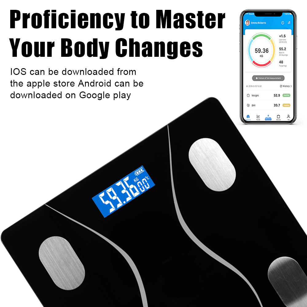 Digital Bathroom scales Body Fat Scale LCD Display Electronic Balance weighing Scale Bluetooth App BMI Body Composition Analyzer