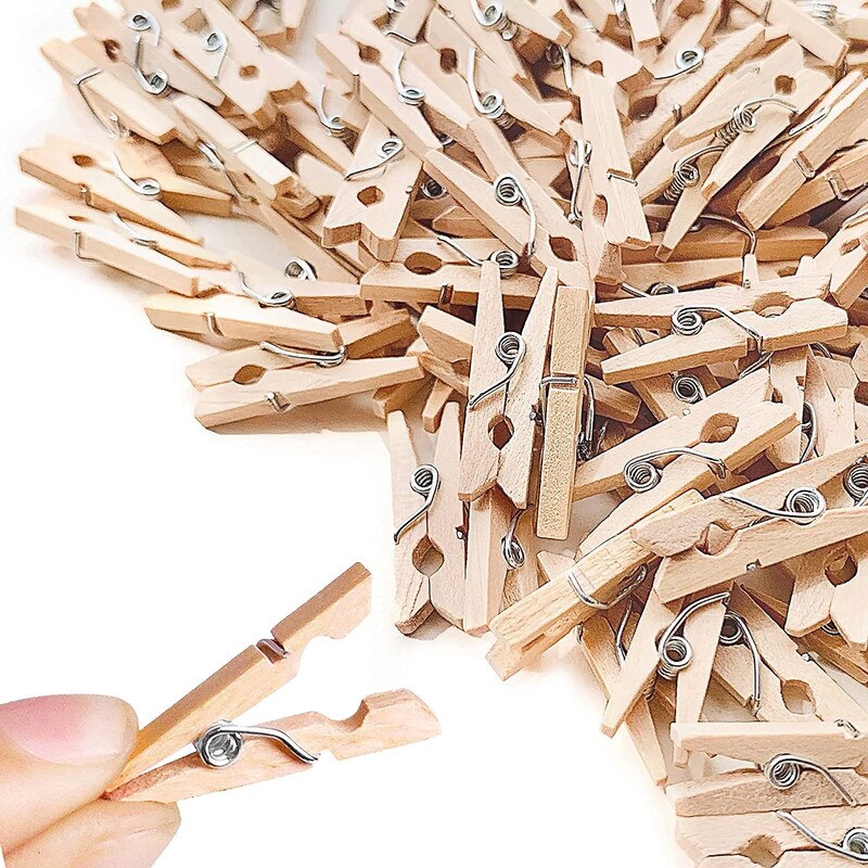 50/100PCS Pinces à Linge En Bois 2.5cm Mini Pinces Photo Papier Photo Pinces pour Accrocher Des Images Maison Pince À Linge Décoration
