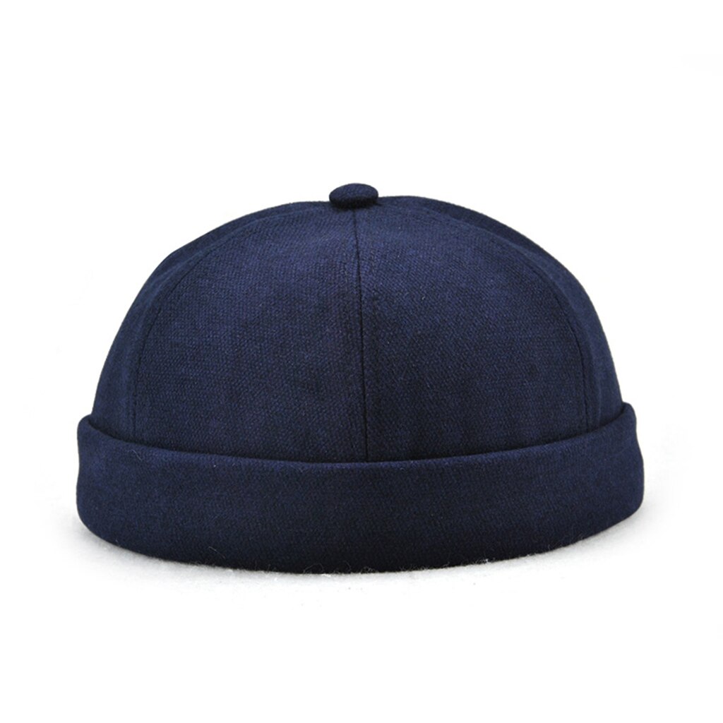 Mænd kvinde teenagere skullcap urhue brimless krog & løkke cap sømand hat  (5 farver): Mørkeblå