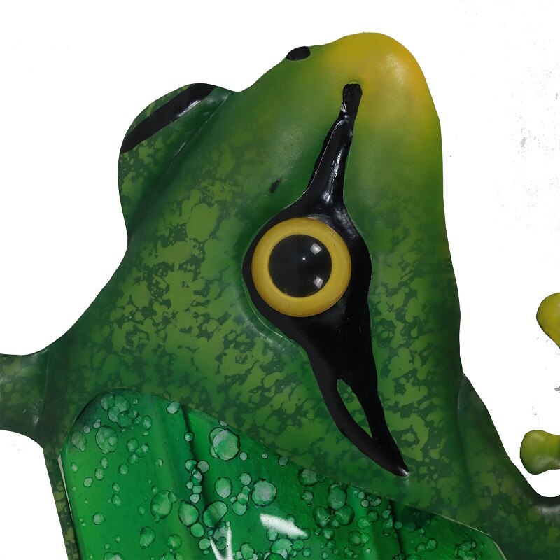 Metal Green Frog Wall Art with Glass for Home and Garden Decoration Miniatures Statues Sculptures Outdoor Fairy
