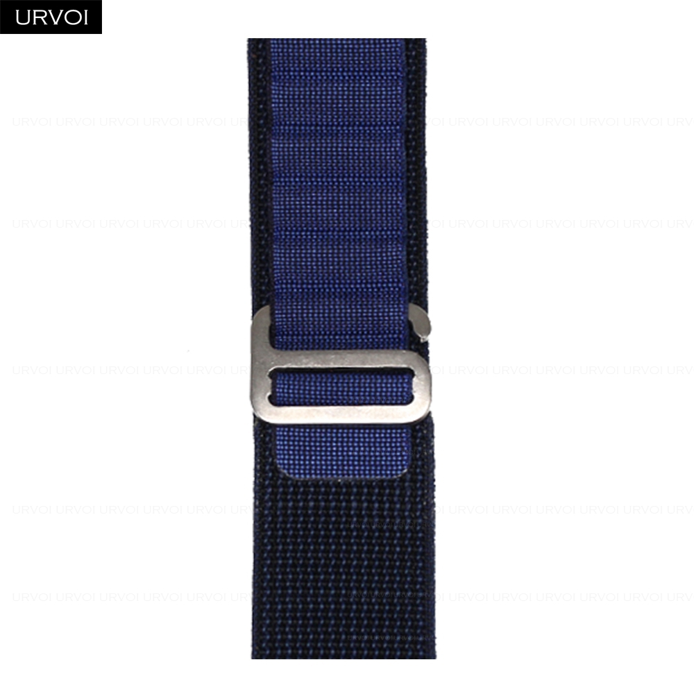 URVOI Band für Apfel Uhr Ultra 2 1 Armbinde Serie 10 9 8 7 6 SE alpin Schleife schwarz G-Haken-Verschluss gewebtes Polyester für iWatch 49 mm: Silber weiß