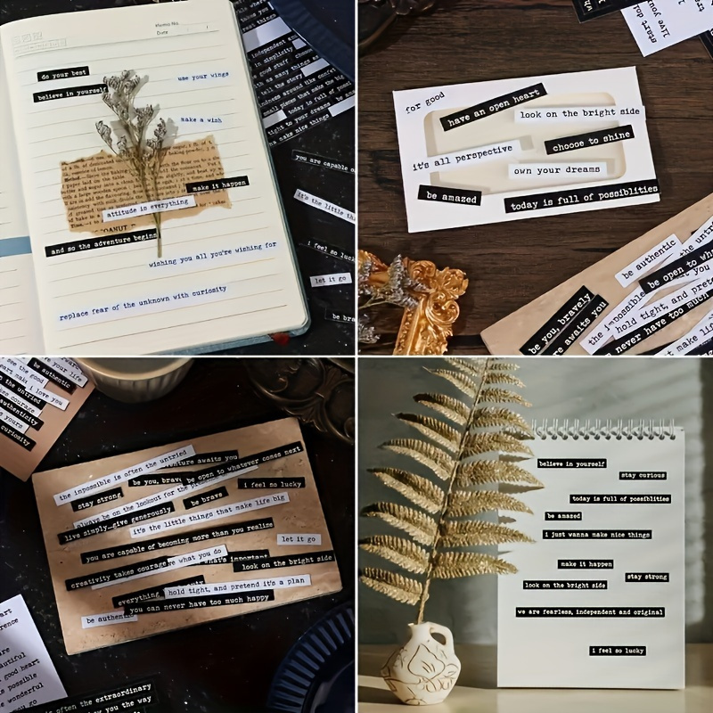 406 inspirerende quote-stickers met positieve tekst voor scrapbooks, dagboeken, planners en doe-het-zelf fotoalbums