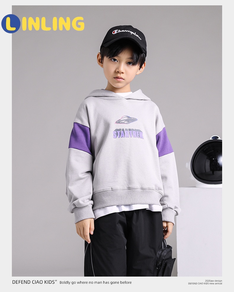 LINLING Cotton Letter Boys Sweatshirt Kids Hoodies Autumn Clothes Long Sleeve Cartoon Top Tees Children Clothing V254