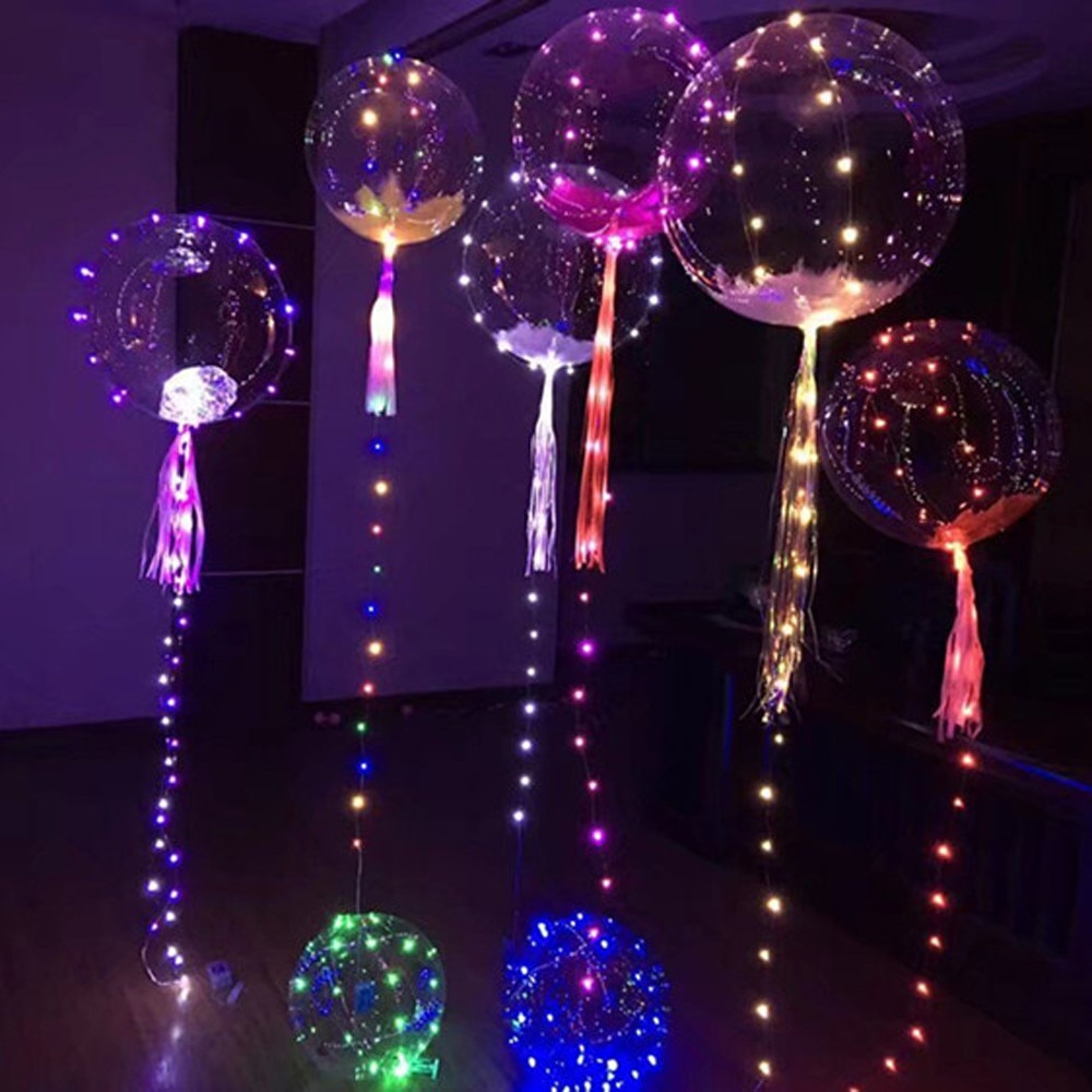 Dekorativa bollar vardagsrum 20 tum lysande led ballong genomskinlig rund bubbel dekoration fest bröllop 11 juni