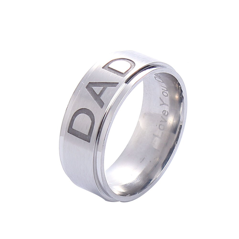 "LOVE YOU DAD” Stainless Steel Dad Ring Engraved Love You Dad Men's Ring Jewelry Father's Day: 11 / silver