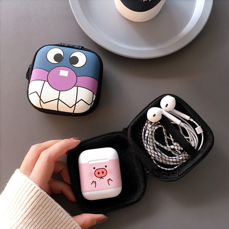 Cute Cartoon Mini Chiusura Lampo caso Duro Della Cuffia Portatile Auricolari Sacchetto Della scatola Auricolare Sacchetto Di Immagazzinaggio Caso di Protezione USB Cable Organizer