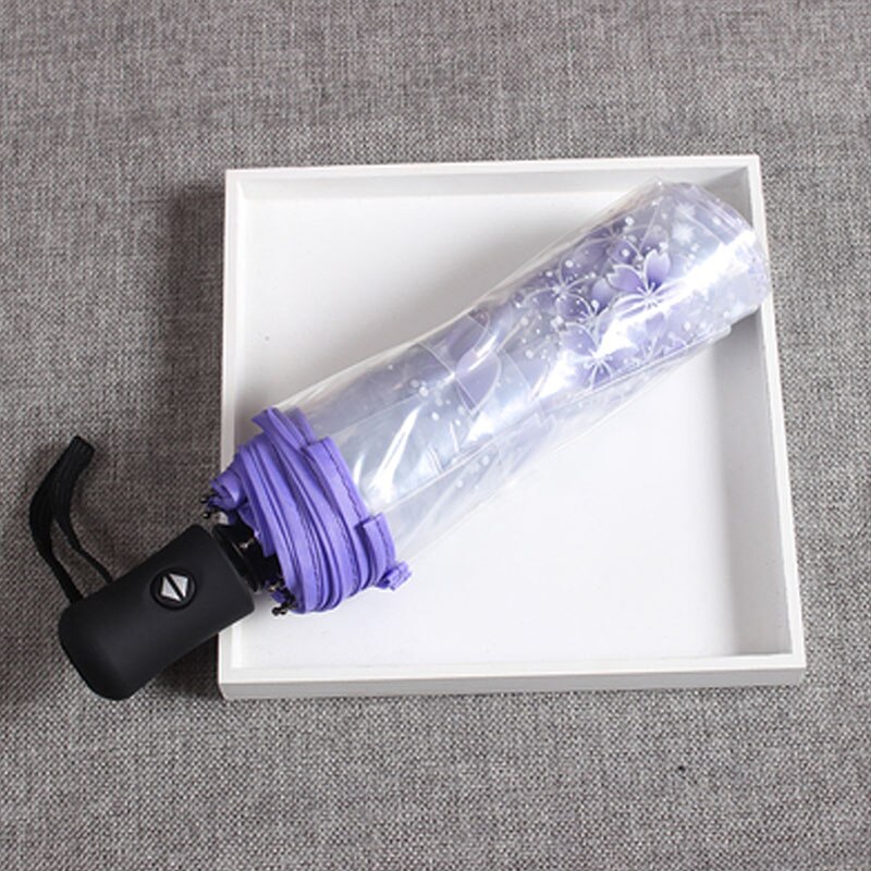 Parapluie Transparent femme | Parapluie pliant automatique, fille blanche, femme parapluie clair, coupe-vent imperméable parapluie pluie, homme japonais: Style 4- With Flower