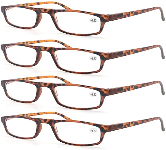 4 Pack Vrouwen Leesbril Stijlvolle Lezers Smalle Frame Lente Scharnier Voor Mannen Brillen Met Dioptrie: 4 Demi c4 / +100