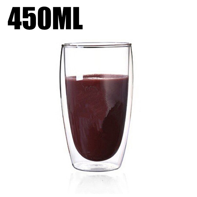 Double Wall High Borosilicate Glass Mug Heat Resistant Tea Milk Lemon Juice Coffee Water Cup Bar Drinkware Lover Creativity: I 450ML