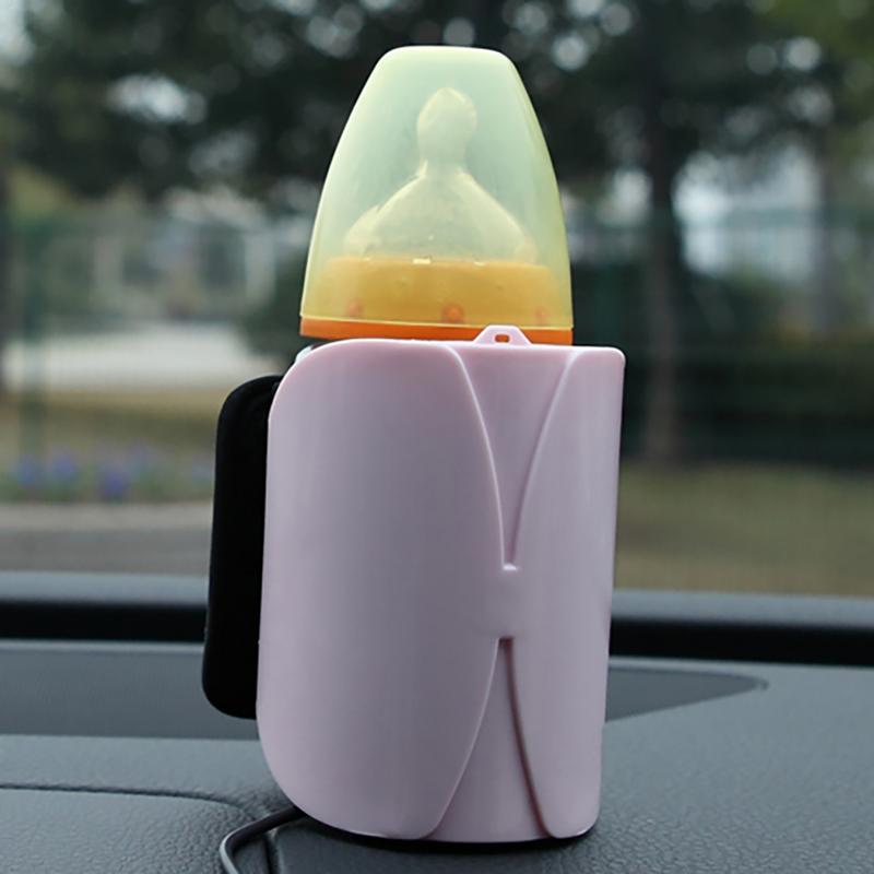 Roze Mini Auto Flessenwarmer Reizen Cup Portable In Car Kachels Drinken Warme Melk Thermostaat Tas Voor Feed Pasgeboren