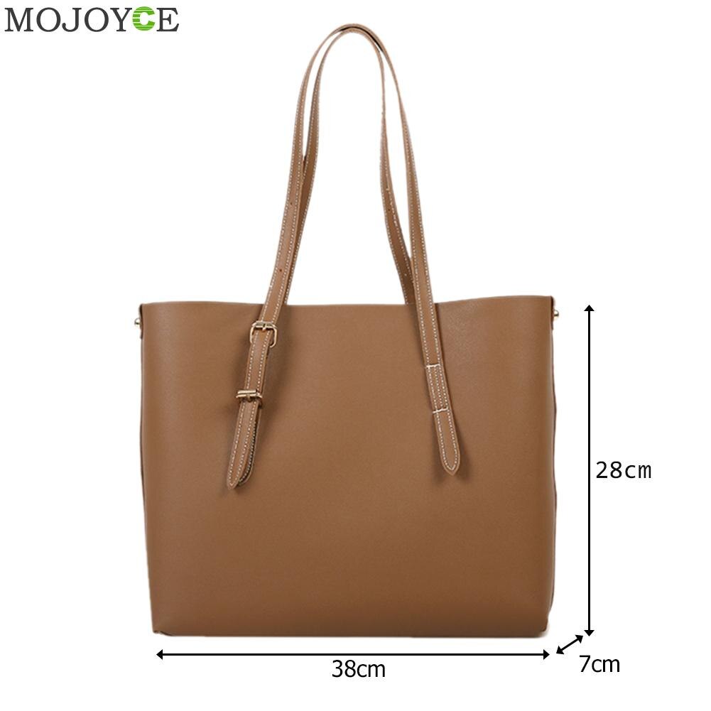 Popular Simple Female Daily Bag Solid Color Women PU Leather Shoulder Handbag Large Capacity Tote Clutch