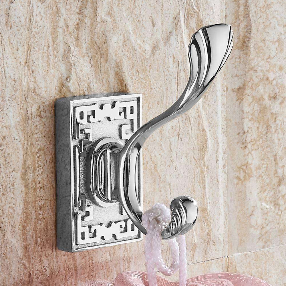 Crochets pour vêtements en alliage de Zinc Antique, crochet mural pour manteau, accessoire de salle de bains, remise de vêtements pour serviettes, crochets pour robe simple: Chrome