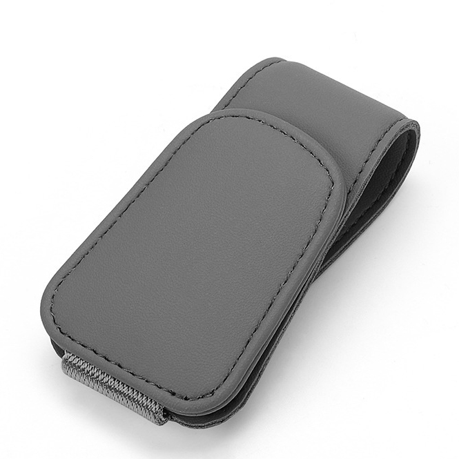 Universele Auto Auto Zon Zonneklep Brilklem Lederen Glazen Houder Magnetische Multifunctionele Auto Accessoires Opslag: GRIJS