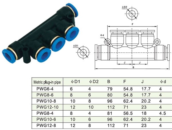 10 stk en masse one touch plastrør 5 vejs pneumatisk luft hurtig fitting 4mm 6mm 8mm x type slangeforbindelse pw pk pkg femrørs samling