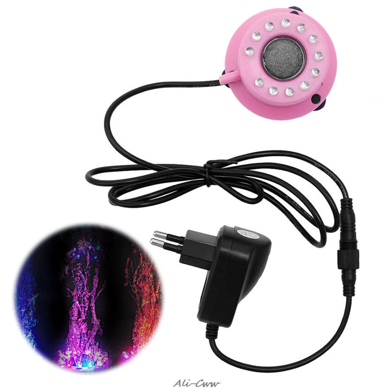 1pc akvarium mini färgglada nedsänkbara ljus 12 leds luftridå bubblor akvarium tillbehör eu plug