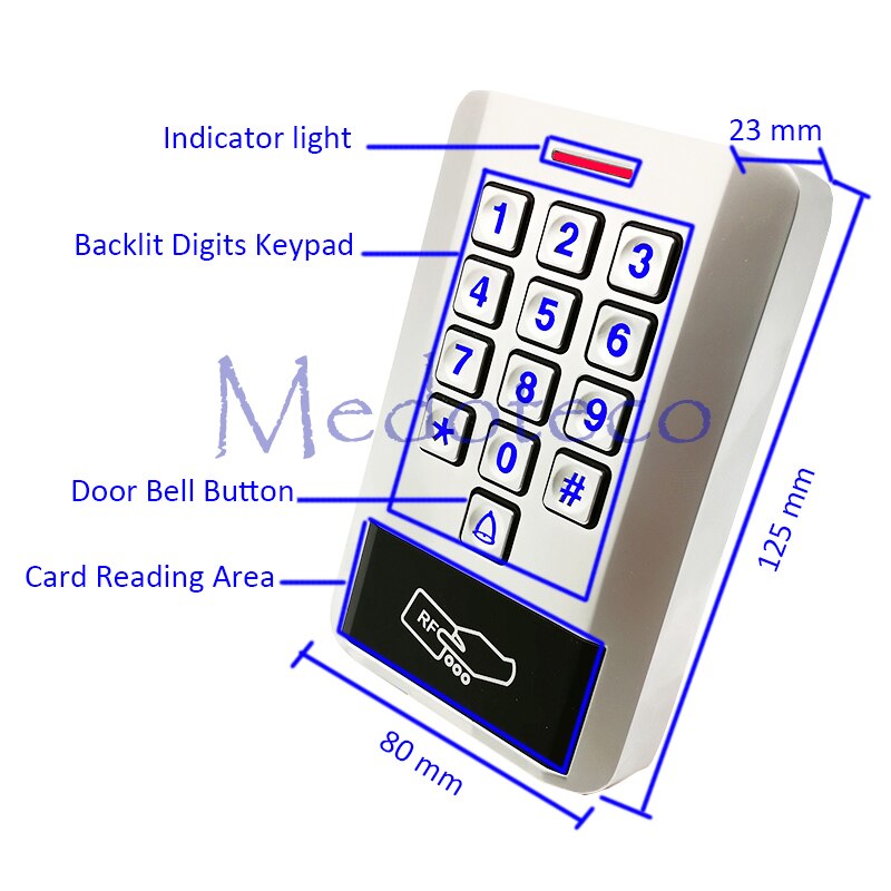 Metal Rfid Card Access Control EM card Press keypad access controller wiegand 26 input for Keypad Reader Door Lock Reader