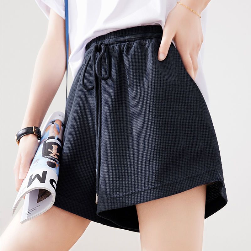 Hoge Taille Shorts 2022 Zomer Dunne Vrouwen Alle-Match Sport Thuis Casual Koreaanse Trekkoord Effen Losse Slanke knielange Broek