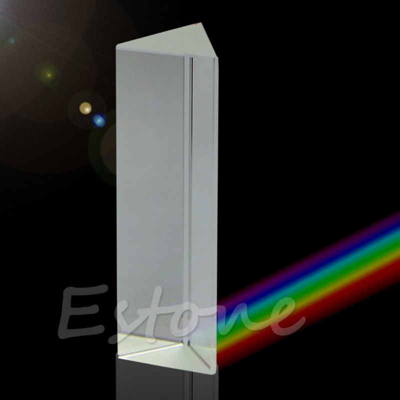10cm 4" Optical Glass Triple Triangular Prism Physics Teaching Light Spectrum