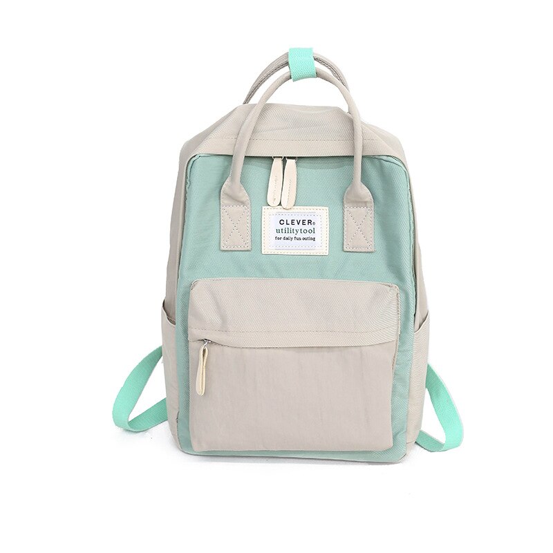 Mochila impermeable de lona para mujer, morral escolar para adolescentes y niñas,: Gray Green