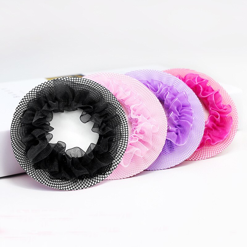 Cute Girls' Flower Bun Hair Nets for Dancers Kids' Bun Net Bun Cover Hair Accessories Dancewear Hair Styling Accessory