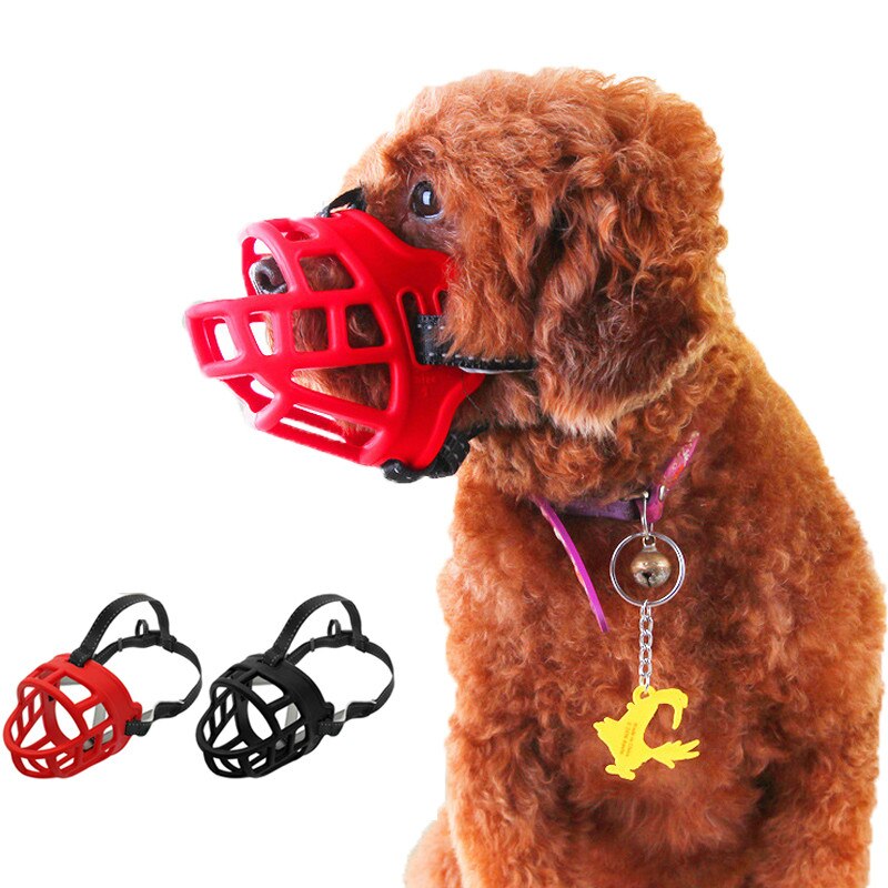 4 Maten Rood Zwart Hond Silicon Basket Snuit Zachte Verstelbare Bandjes Rubber Pet Anti-Bite Muilkorf Voor Kleine Medium grote Honden