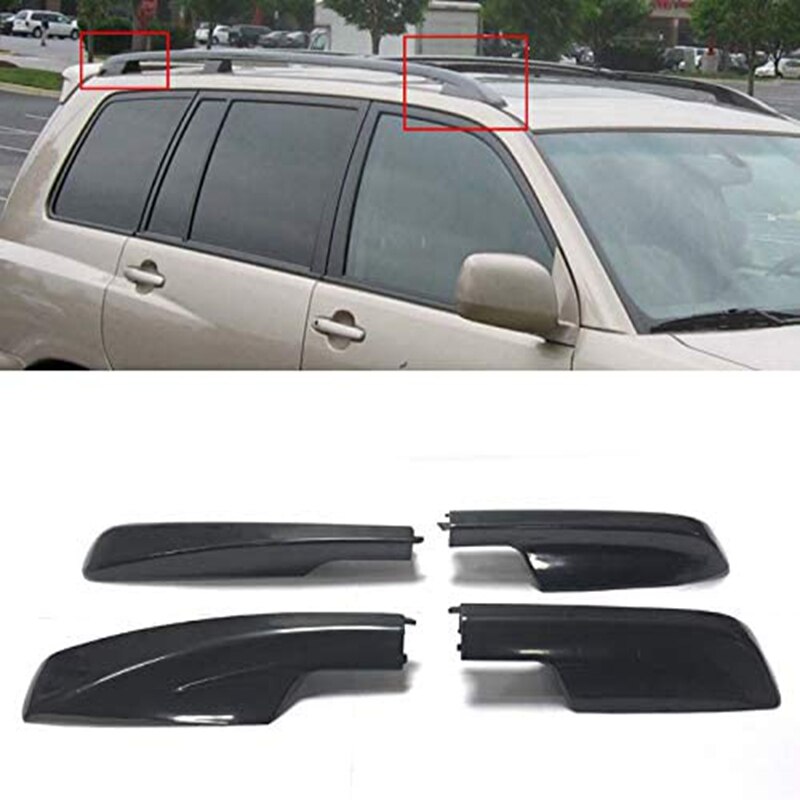 4Pcs Black Roof Rack Cover Rail End Shell for Toyota Highlander XU20 2001-2007