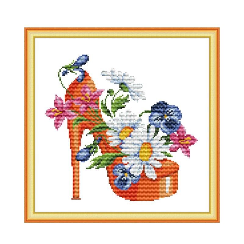 Joy Sunday High Heels Stamped Cross Stitch Kits Embroidery Kit Fabric for Cross Stitch Needles DMC Thread DIY Needlework