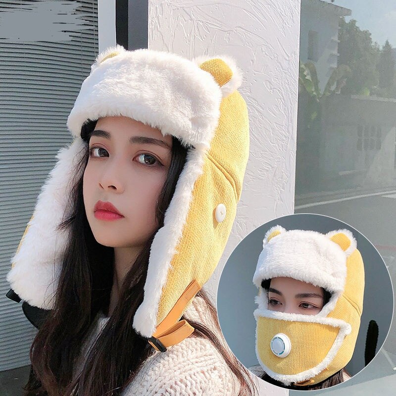 Winter Hat Women Woman Ear Cover Cap Fluffy Bucket Hat: A2corduroy
