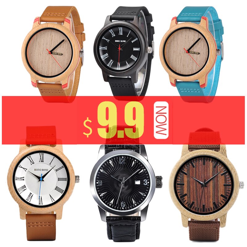 BOBO BIRD-reloj de madera para hombre, cronógrafo de cuarzo, con correa de cuero, caja de papel de