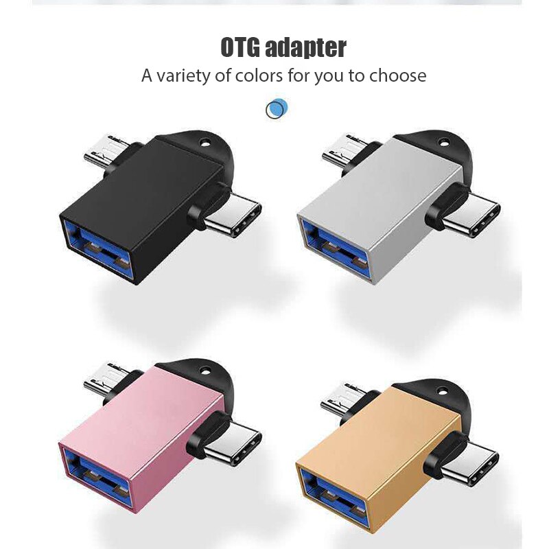 2 In 1 Otg Adapter Usb 3.0 Female Naar Micro Usb Mannelijke En Usb C Mannelijke Connector Aluminium Op de Go Converter Xiaomi Samsung