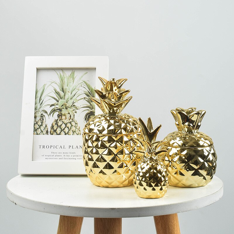 Nordic Keramische Ananas Opslagtank Aromatherapie Kaars Container Desktop Organisatie Box Met Stofdichte Cover Torage Fles