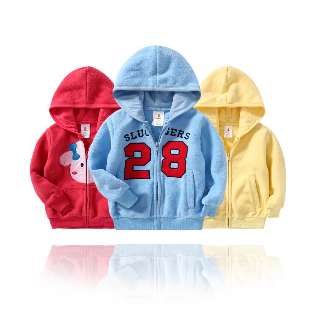 Baby Jongen Jas Kinderen Jas Herfst Meisje Uitloper Jas Capuchon Fleece Cartoon Geborduurde Rits Top