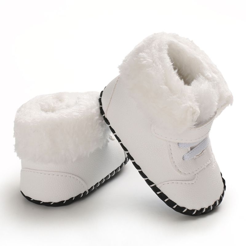 Pasgeboren Baby Meisjes Jongens Snowboots Winter Lederen Laarzen Baby Zachte Bodem Schoenen Baby PU Harige Warme Laarzen: W / 7-12 Months