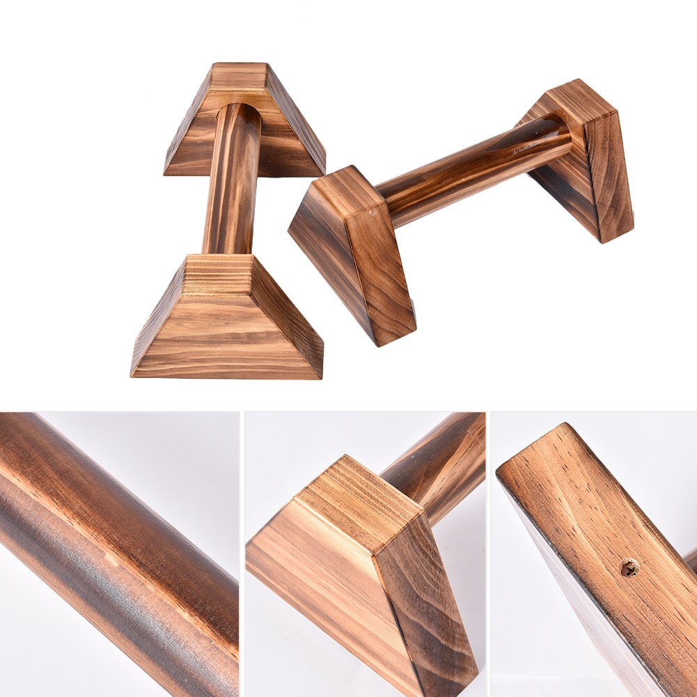 Charcoal Wooden Push-Up Stands Handstand Balance Parallel Bar 1 Pair Fitness Bracket Gym Chest H Shaped Double Rod For Exercise