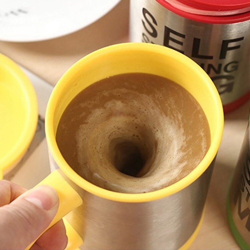 Taza de café de acero inoxidable de 400ml, taza mezcladora automática para café, leche, taza mezcladora, tazas de café aisladas inteligentes