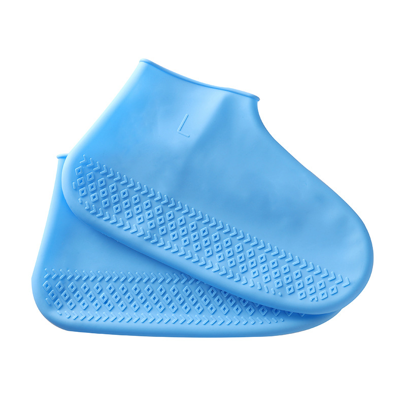 Couvre-chaussures en Silicone imperméable, antidérapant, épais, pour Camping en plein air, pour hommes, femmes et enfants, couvre-bottes, équipement de pluie: Bleu couleur / L       2Pcs