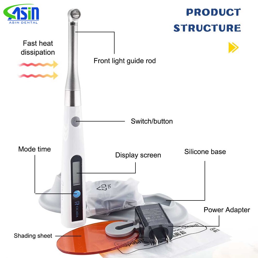 thumbnail image 2 of AZDENT CV-215GUN Cordless LED Curing Light - 1400mW Dental Lamp, 1S Fast Cure 2 of 4